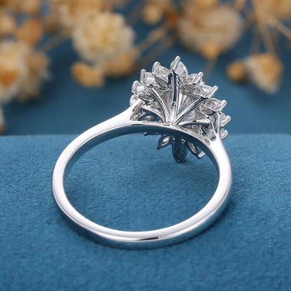 Oval Cluster Lab Grown Diamond Engagement Ring
