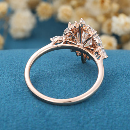 Oval Cluster Lab Grown Diamond Engagement Ring