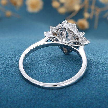 Oval Cluster Lab Grown Diamond Engagement Ring