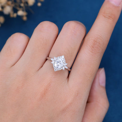 Oval Cluster Lab Grown Diamond Engagement Ring