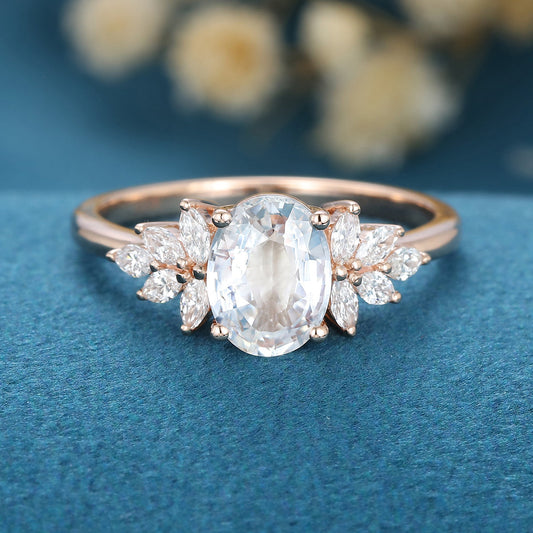 Oval Cluster Lab Grown Diamond Engagement Ring
