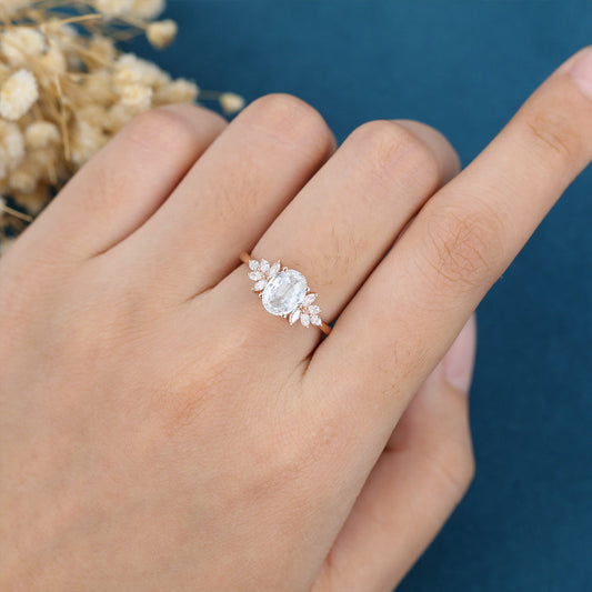 Oval Cluster Lab Grown Diamond Engagement Ring