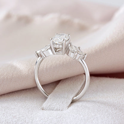 Oval Cluster Lab Grown Diamond Engagement Ring