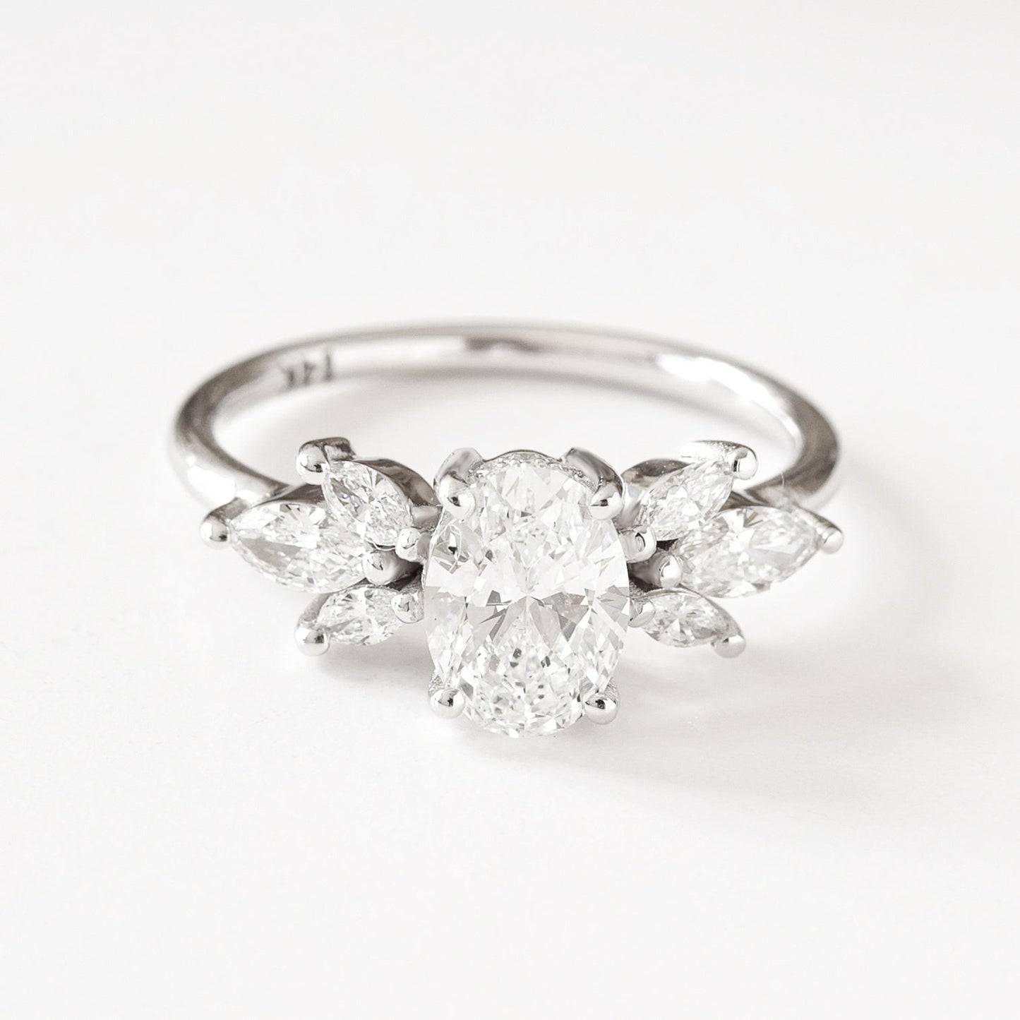 Oval Cluster Lab Grown Diamond Engagement Ring