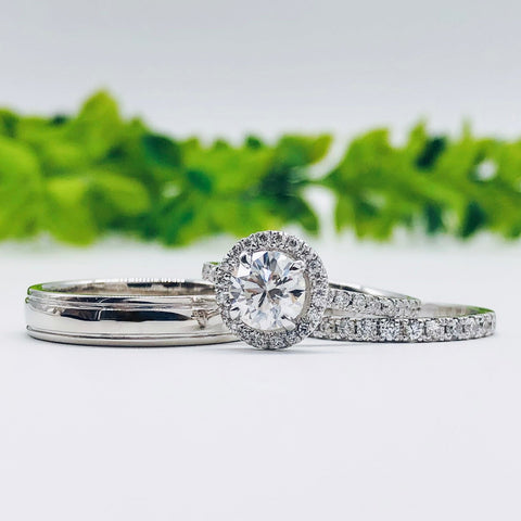 1.5 CT Round Cut Halo Pave Moissanite Engagement Ring 4