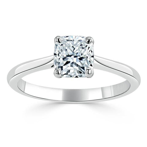 1.0 CT Cushion Cut Solitaire Moissanite Engagement Ring 2