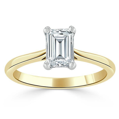 1.0 CT Emerald Cut Moissanite Solitaire Engagement Ring 5