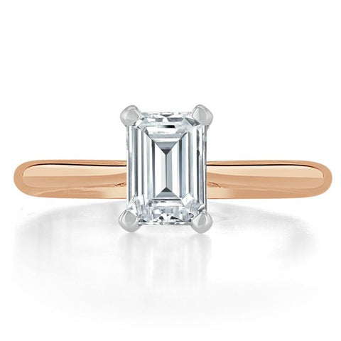 1.0 CT Emerald Cut Moissanite Solitaire Engagement Ring 7