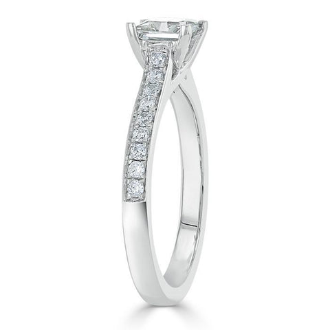 1.0 CT Princess Cut Solitaire Channel Pave Setting Moissanite Engagement Ring 3