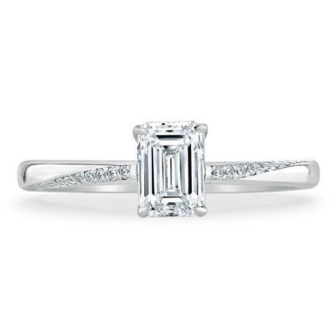 0.75 CT Emerald Cut Solitaire Moissanite Engagement Ring 1