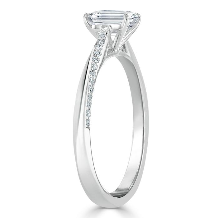 0.75 CT Emerald Cut Solitaire Moissanite Engagement Ring 3