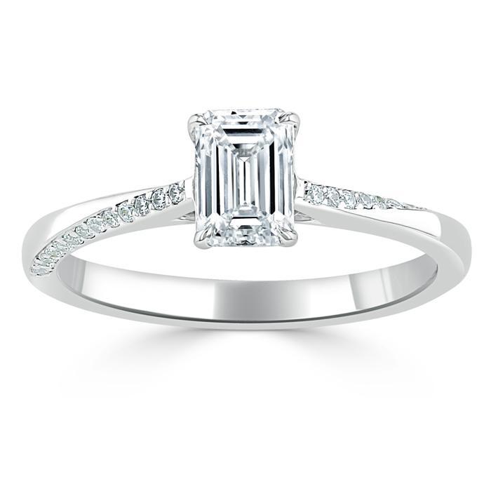 0.75 CT Emerald Cut Solitaire Moissanite Engagement Ring 2