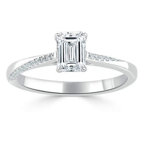 0.75 CT Emerald Cut Solitaire Moissanite Engagement Ring 2