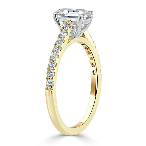 1.50 CT Emerald Cut Solitaire Pave Setting Moissanite Engagement Ring 6