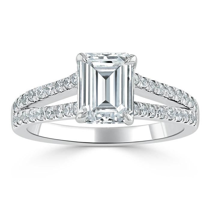 1.0 CT Emerald Cut Solitaire Split Shank Setting Moissanite Engagement Ring 2