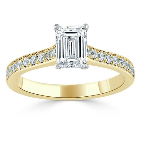 0.75 CT Emerald Cut Solitaire Moissanite Engagement Ring 6