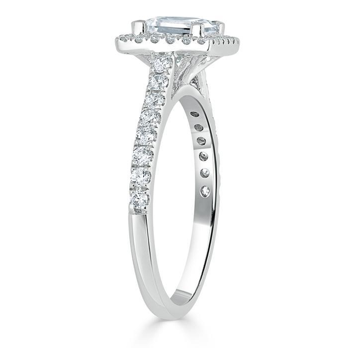 1.0 CT Princess Cut Halo Pave Setting Moissanite Engagement Ring 3