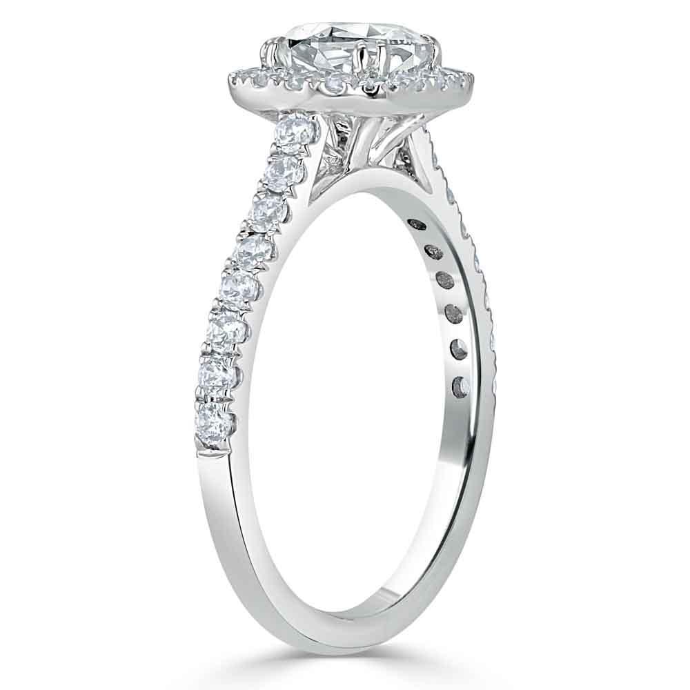 1.0 CT Cushion Cut Halo Pave Moissanite Engagement Ring 3