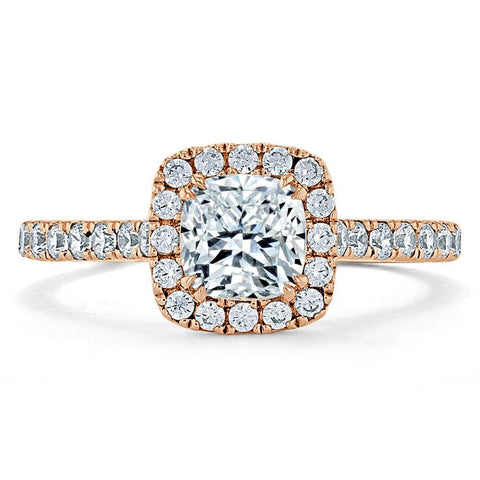 1.0 CT Cushion Cut Halo Pave Moissanite Engagement Ring 7