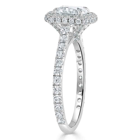 1.5 CT Cushion Cut Halo Pave Setting Moissanite Engagement Ring 3