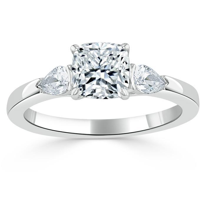 0.75 CT Cushion Cut Three Stone Moissanite Engagement Ring 4