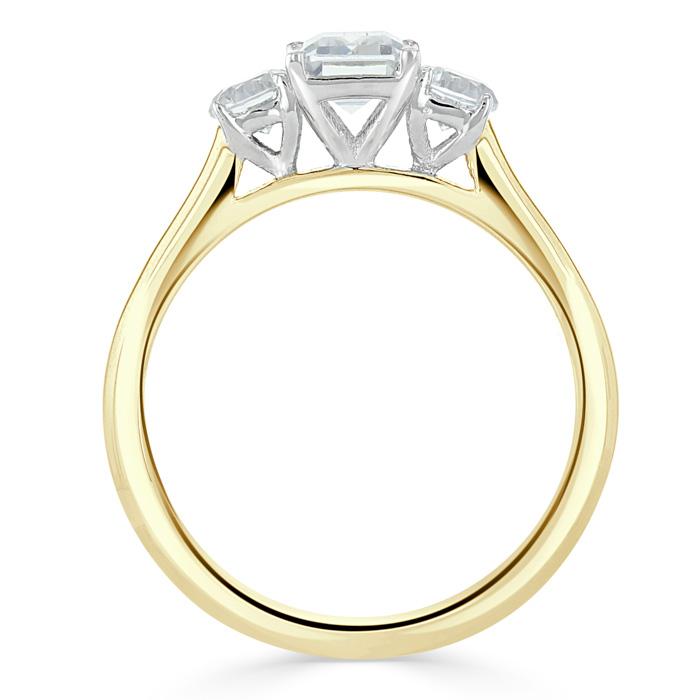 0.75 CT Emerald Cut Three Stone Moissanite Engagement Ring 6