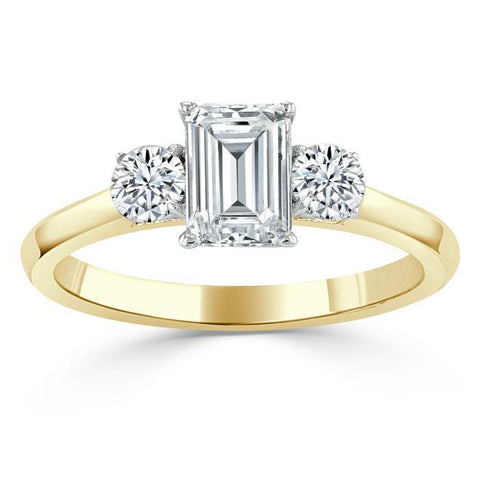 0.75 CT Emerald Cut Three Stone Moissanite Engagement Ring 5