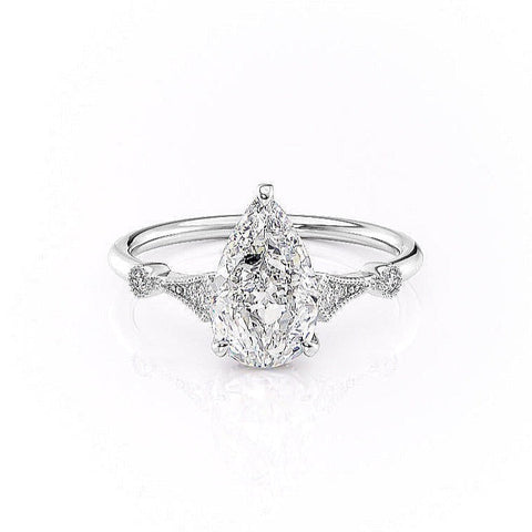 2.0 CT Pear Cut Solitaire Moissanite Engagement Ring. 1