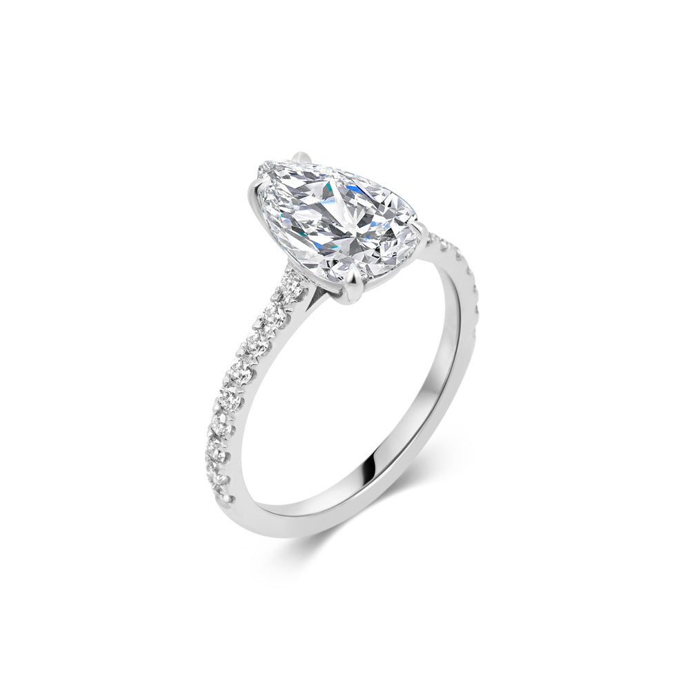 2 CT Pear Solitaire CVD F/VS1 Diamond Engagement Ring 3