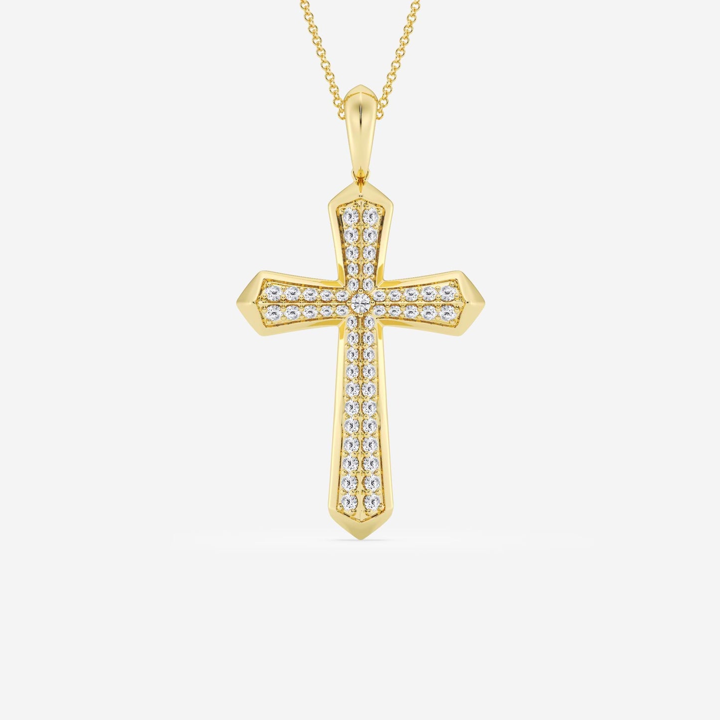 0.8 TCW Round Cut Lab Grown Diamond Double Row Cross Pendant