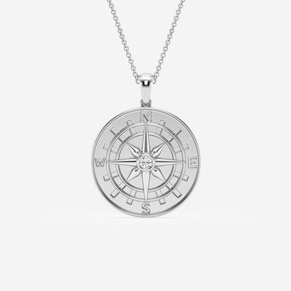 0.1 CT Round Cut Lab Grown Diamond Compass Pendant