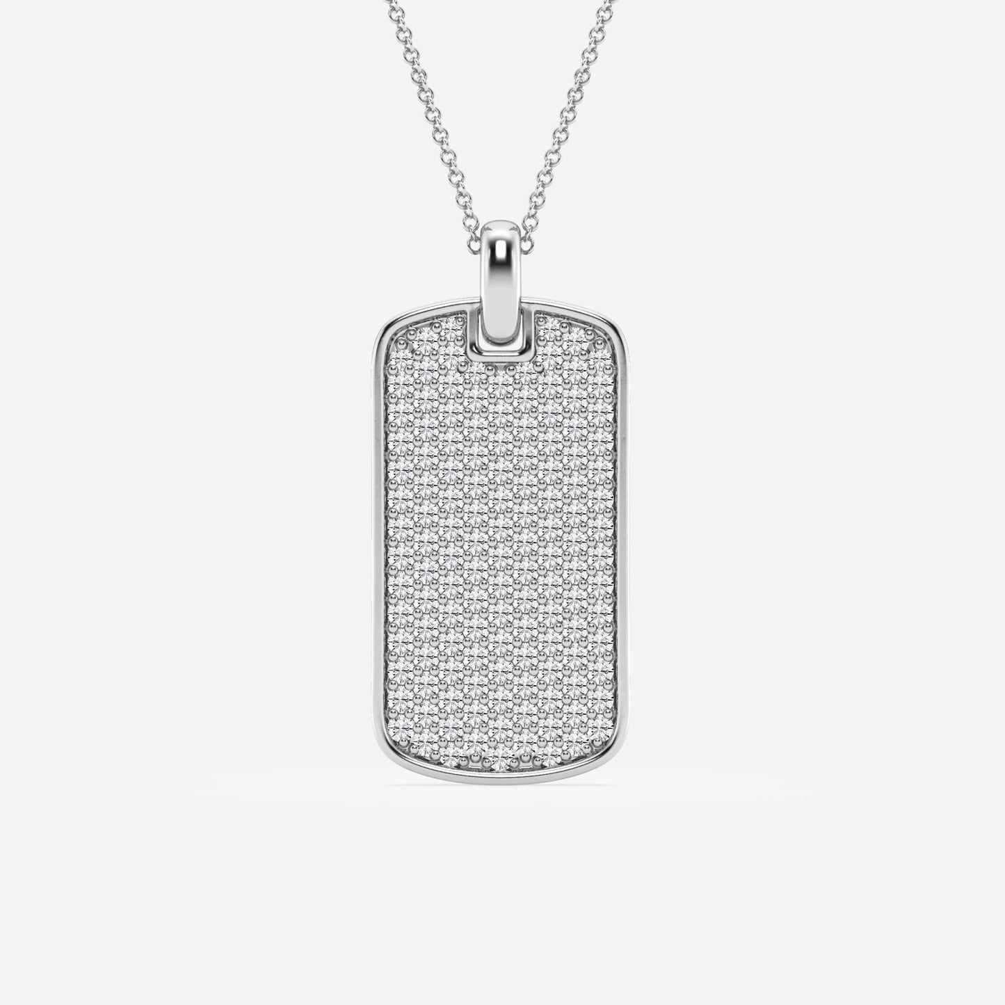 2 TCW Round Cut Lab Grown Diamond Dog Tag Pendant