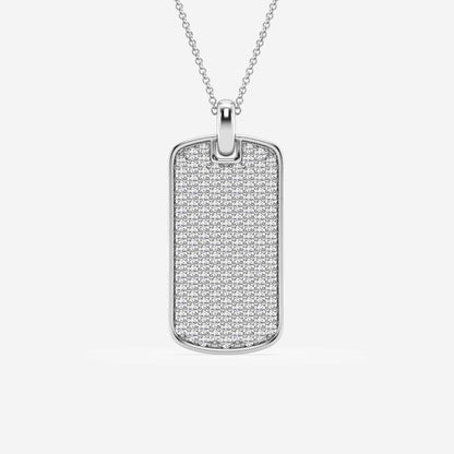 2 TCW Round Cut Lab Grown Diamond Dog Tag Pendant