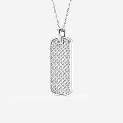 2 TCW Round Cut Lab Grown Diamond Dog Tag Pendant