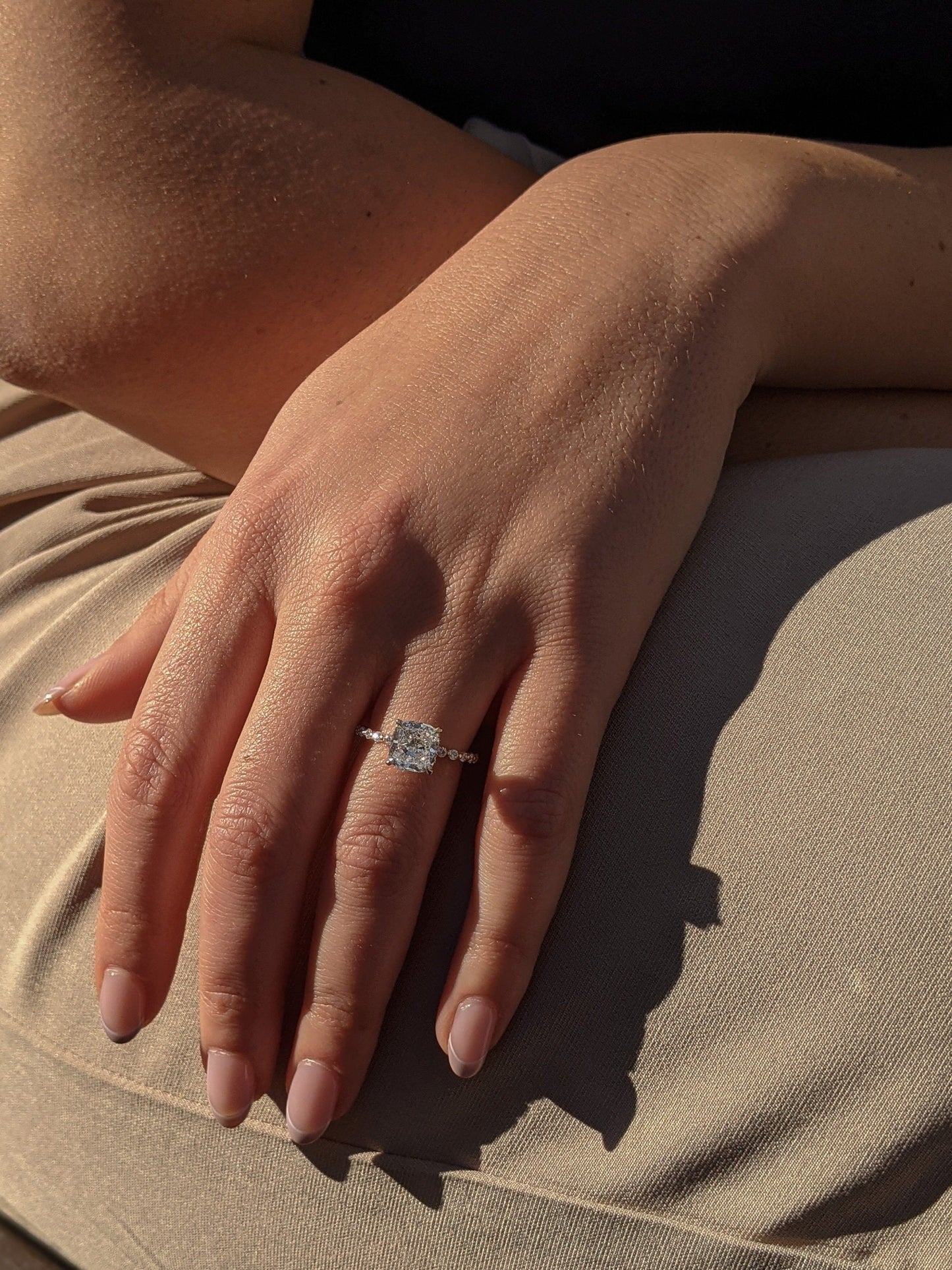 Cushion Pave Lab Grown Diamond Engagement Ring