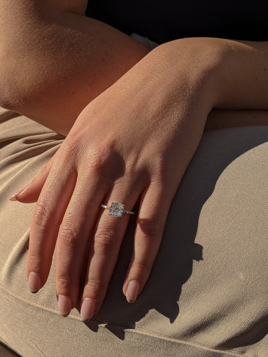 Cushion Pave Lab Grown Diamond Engagement Ring