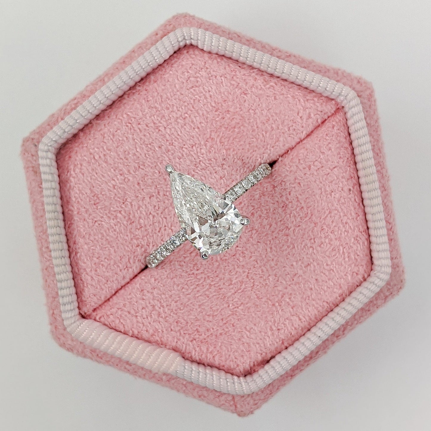 Pear Cut Pave Lab Grown Diamond Engagement Ring