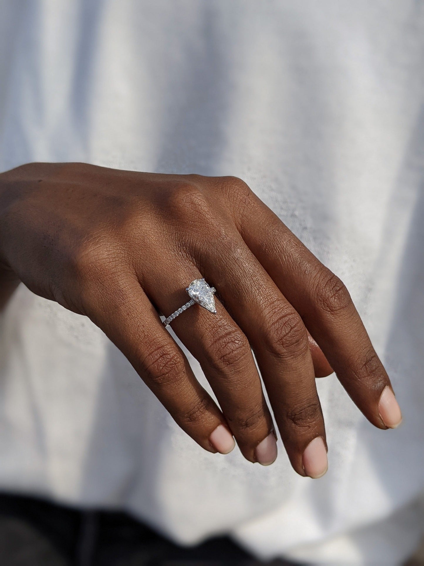 Pear Cut Pave Lab Grown Diamond Engagement Ring