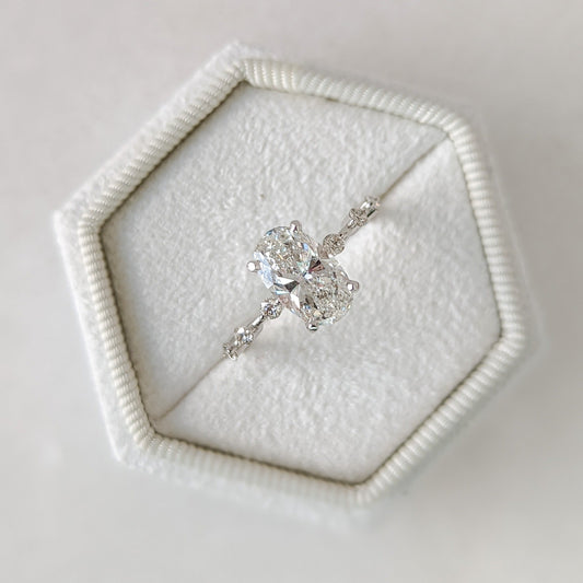 Oval Cut Pave Lab Grown Diamond Engagement Ring