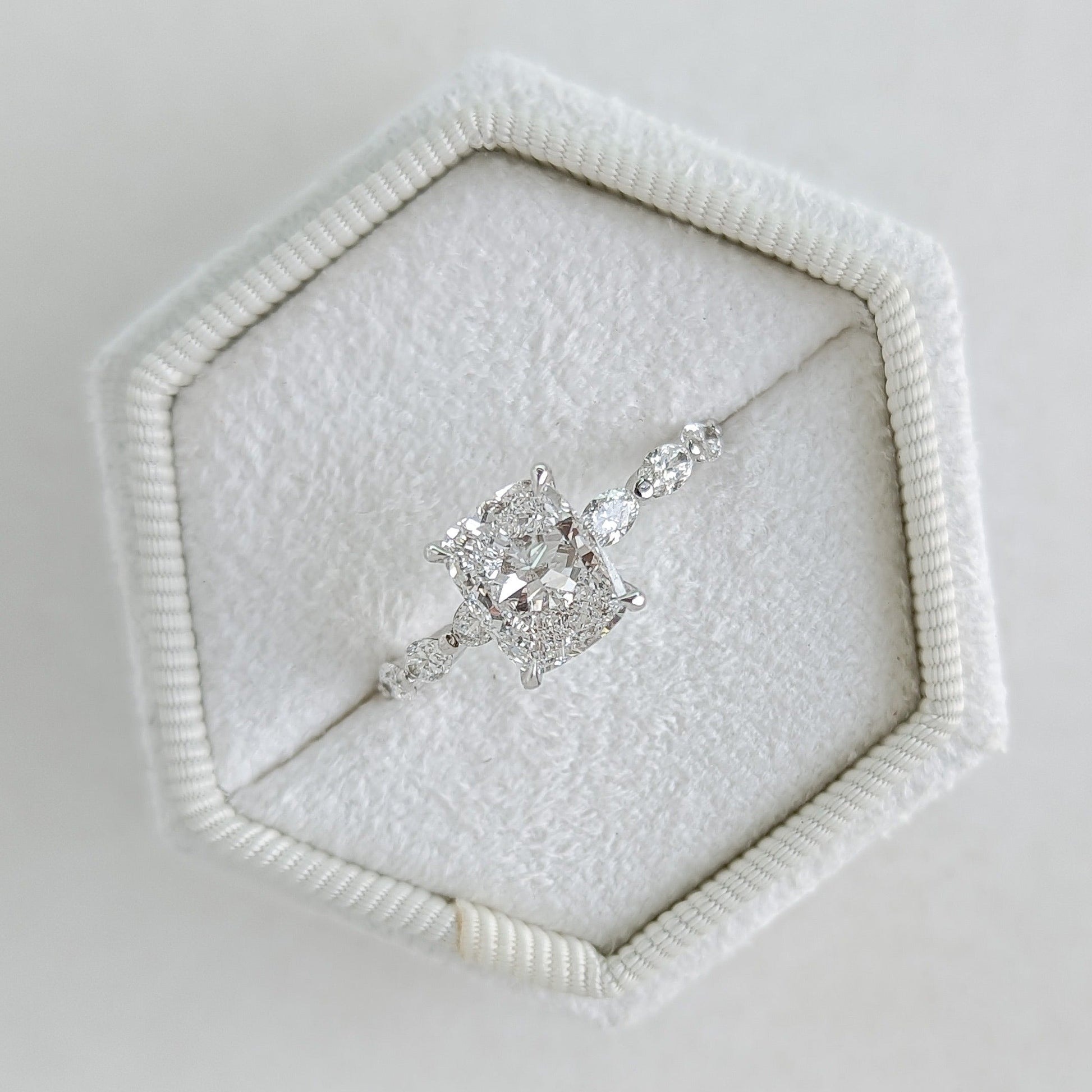Cushion Cut Pave Lab Grown Diamond Engagement Ring