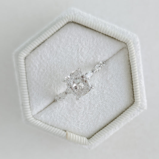 Cushion Cut Pave Lab Grown Diamond Engagement Ring
