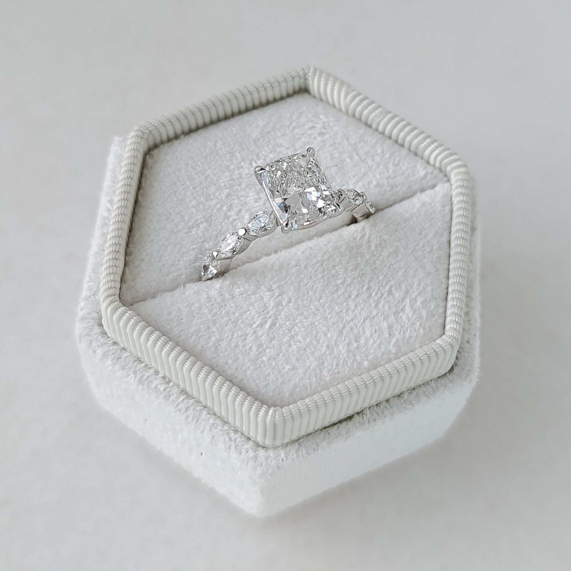Cushion Cut Pave Lab Grown Diamond Engagement Ring