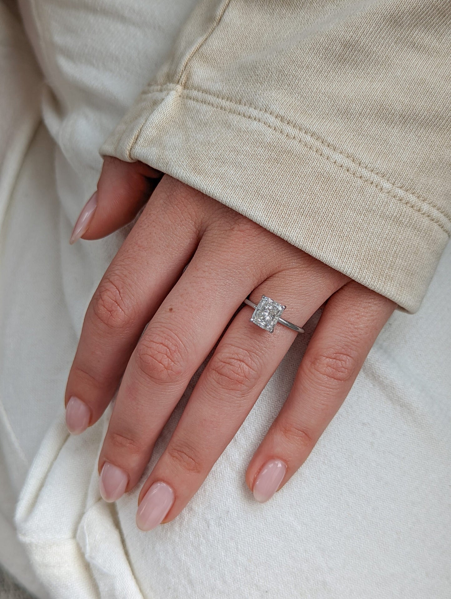 Cushion Solitaire Lab Grown Diamond Engagement Ring