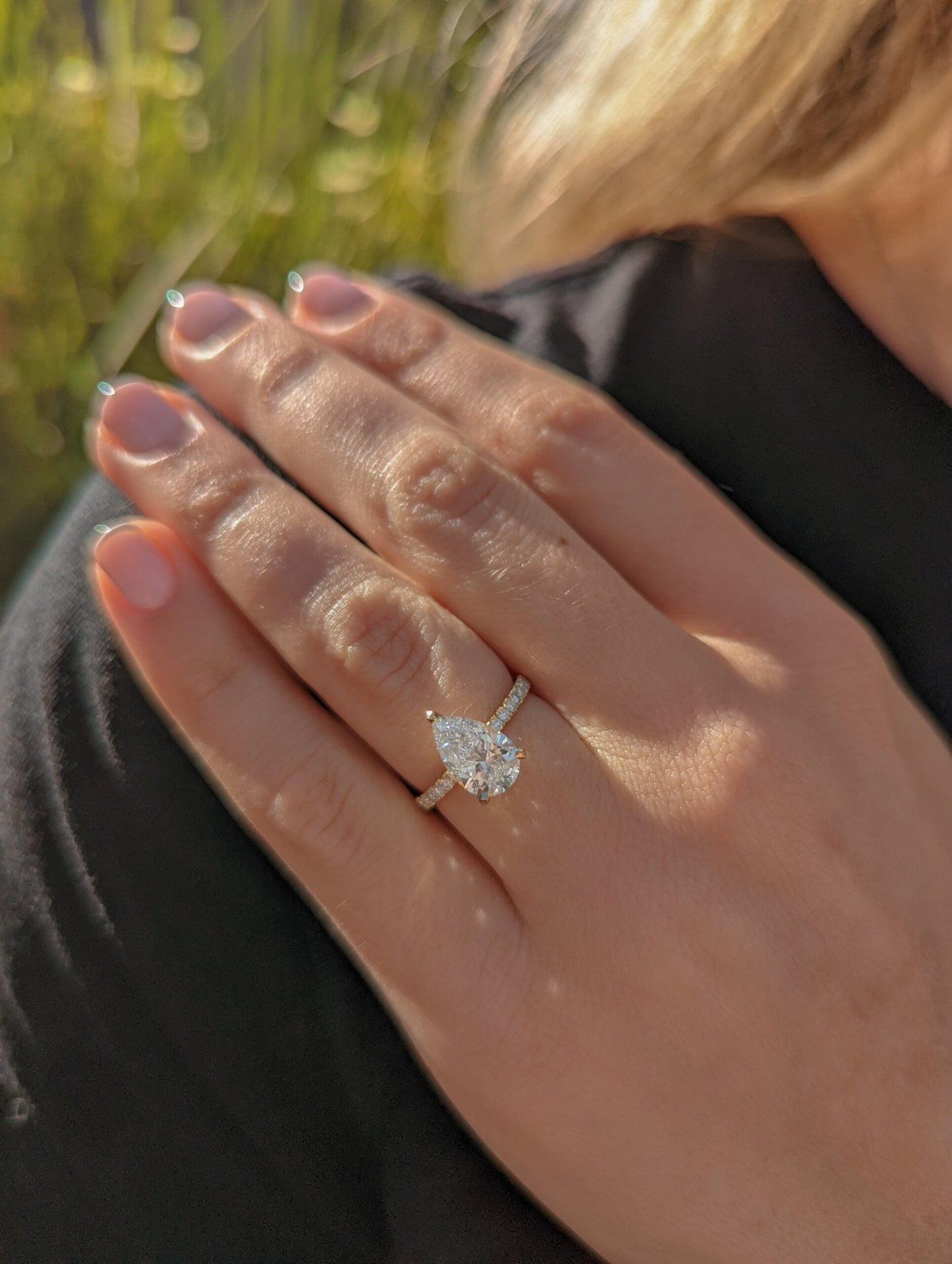 Pear Pave Lab Grown Diamond Engagement Ring