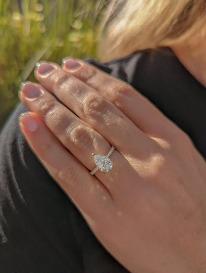 Pear Pave Lab Grown Diamond Engagement Ring