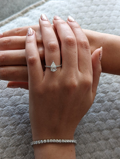 Pear Cut Pave Lab Grown Diamond Engagement Ring