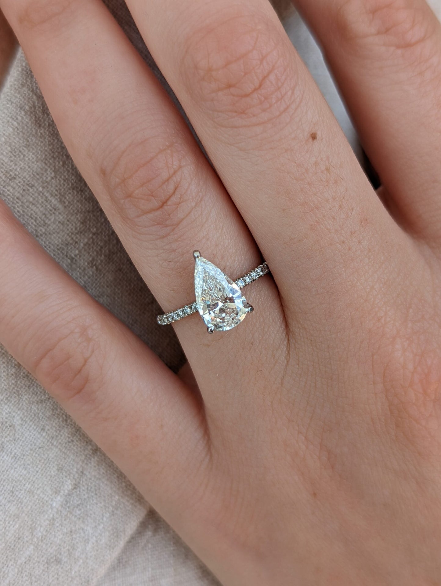 Pear Cut Pave Lab Grown Diamond Engagement Ring