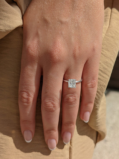 Cushion Solitaire Lab Grown Diamond Engagement Ring