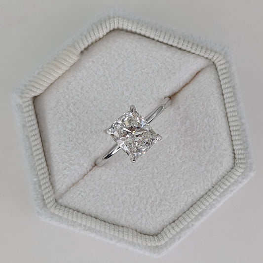 Cushion Solitaire Lab Grown Diamond Engagement Ring