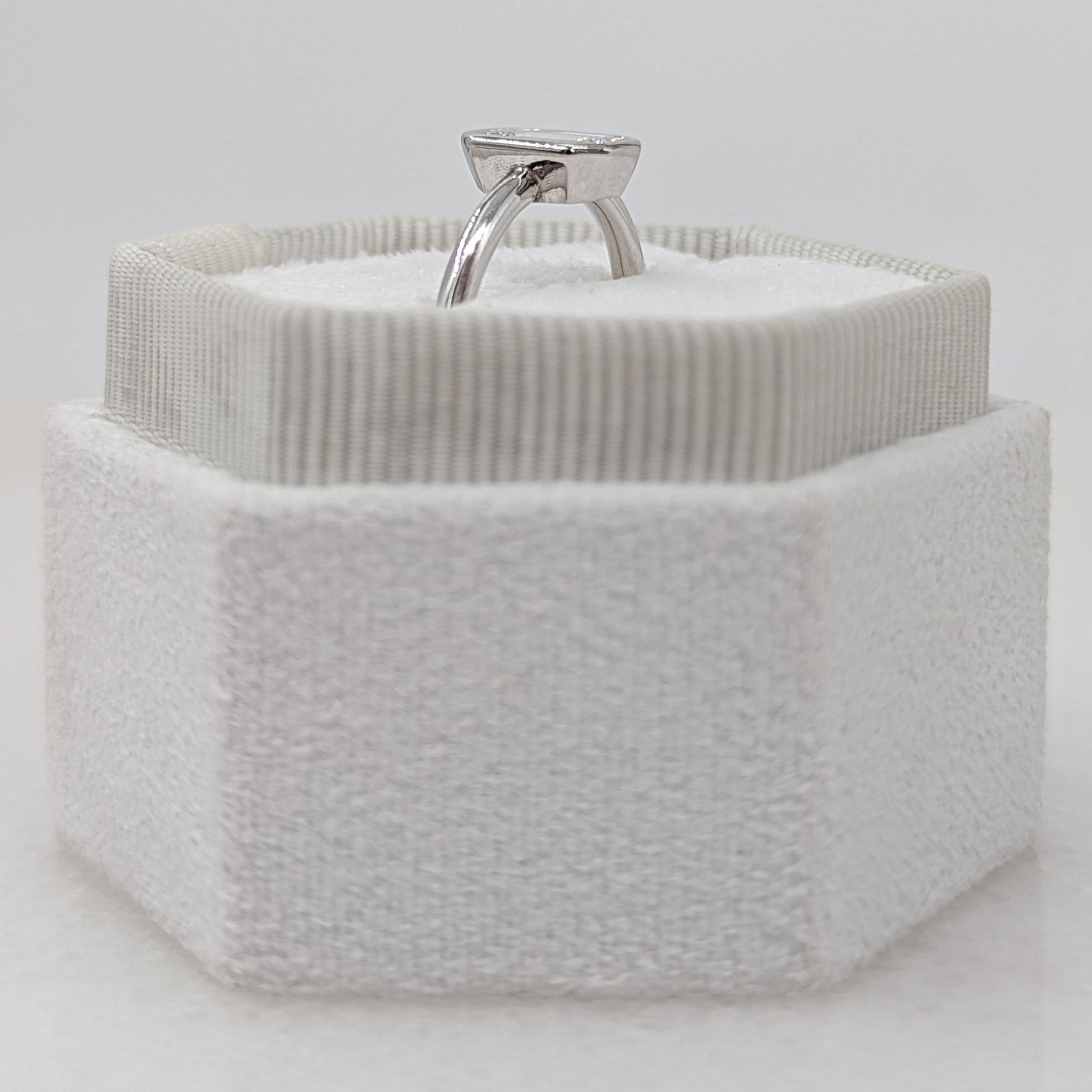 Emerald Bezel Solitaire Lab Grown Diamond Engagement Ring